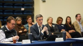 Matt Calabria, the director of Grown NC, at a November meeting in Spruce Pine.