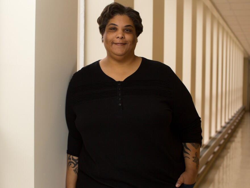Author Roxane Gay in Coleman hall on the campus of Eastern Illinois University. Gay recently wrote an op-ed explaining why she will not forgive the suspect of the the Charleston shooting.