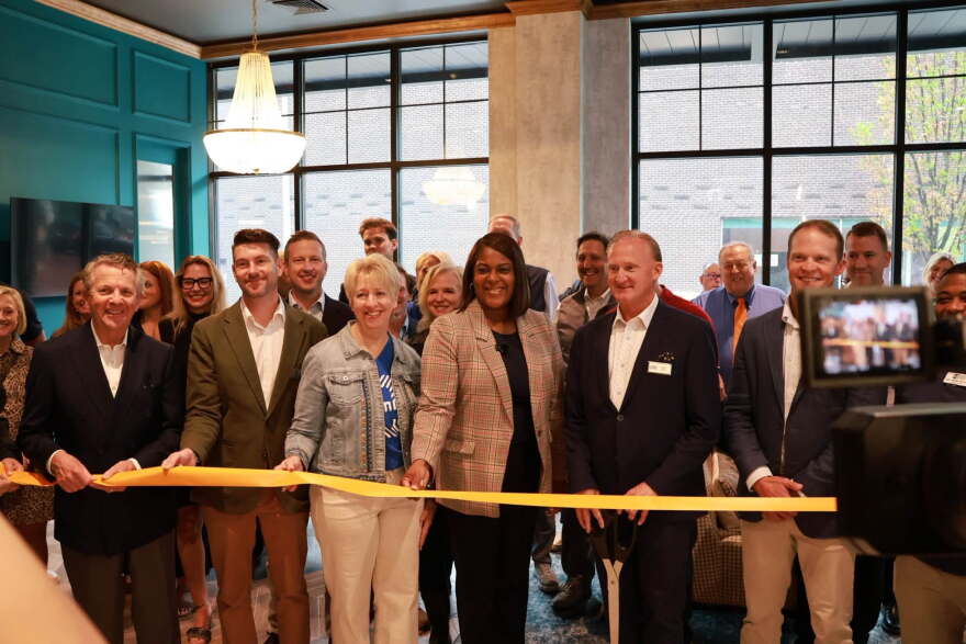 Officials cut a ribbon opening the Vault on Main complex in Downtown Evansville, Oct. 2, 2026