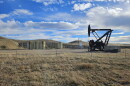 A pumpjack lifts oil from the ground near Glenrock, Wyoming, in this undated photo.
