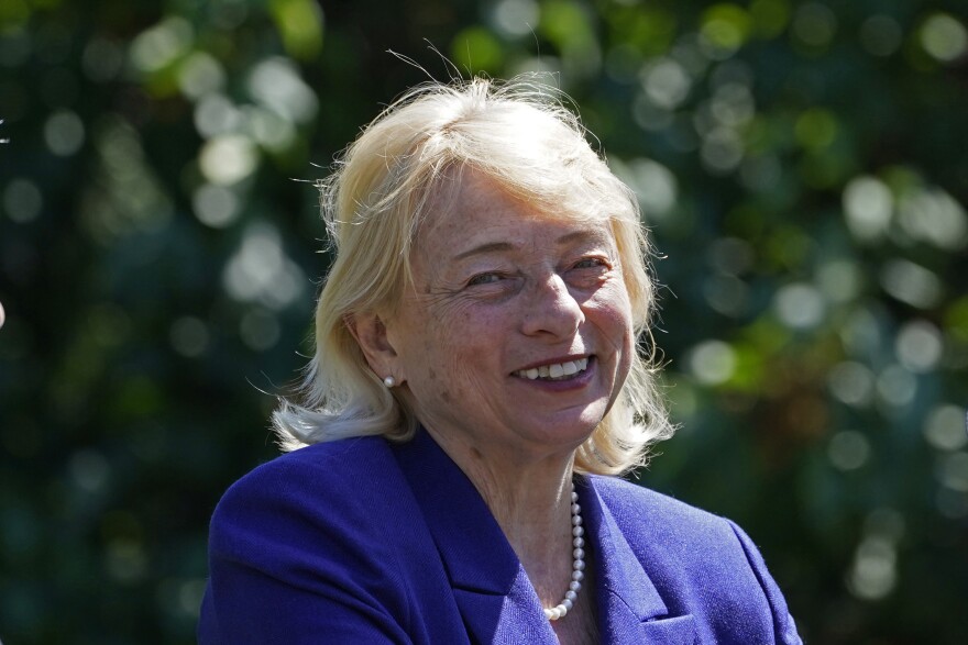 Gov. Janet Mills attends an event at the Blaine House, Thursday, June 17, 2021, in Augusta, Maine.