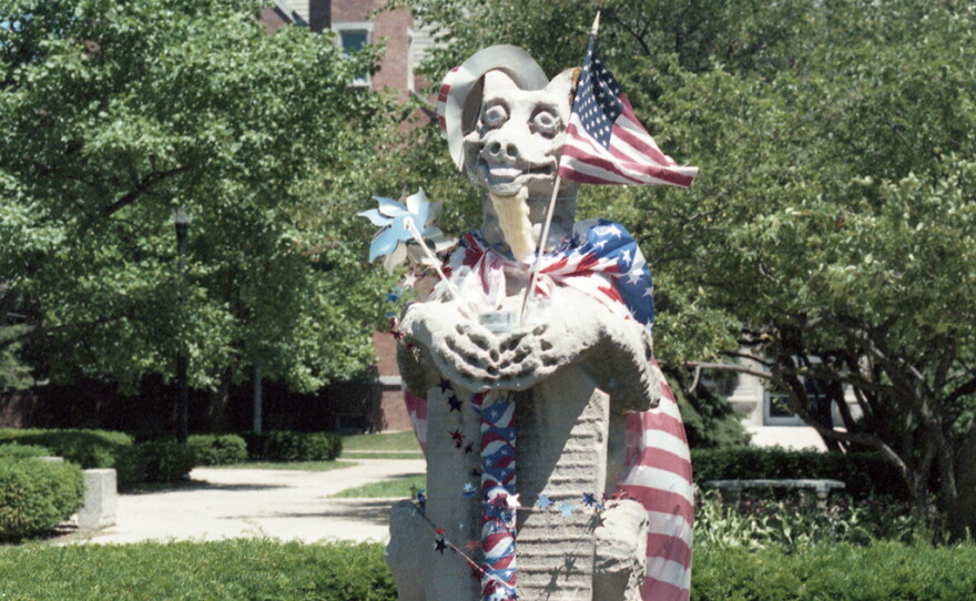 Rockin' the red, white, and blue as Uncle Sam in July 199