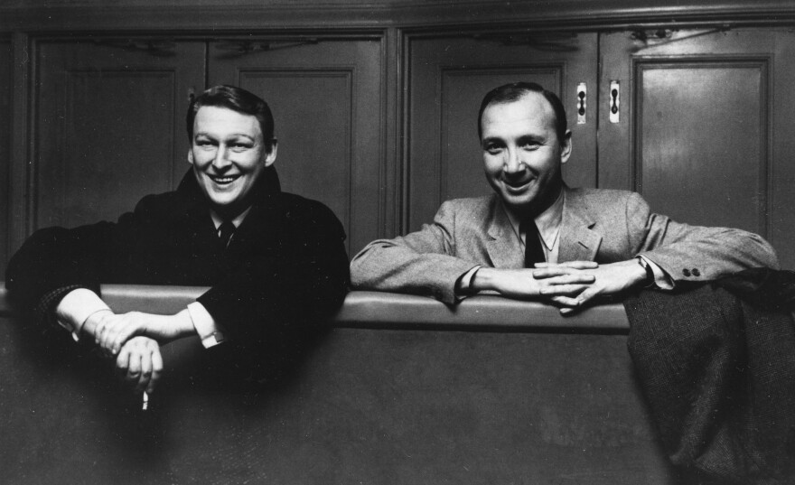 Nichols (left) and playwright Neil Simon pose together after a show rehearsal in March 1968 in New York City.