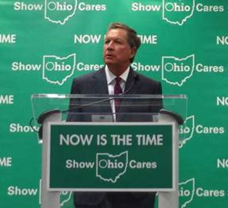 Gov. John Kasich campaigns in Cleveland in Dec. 2013 for the expansion of Medicaid. (file photo by Nick Castele)