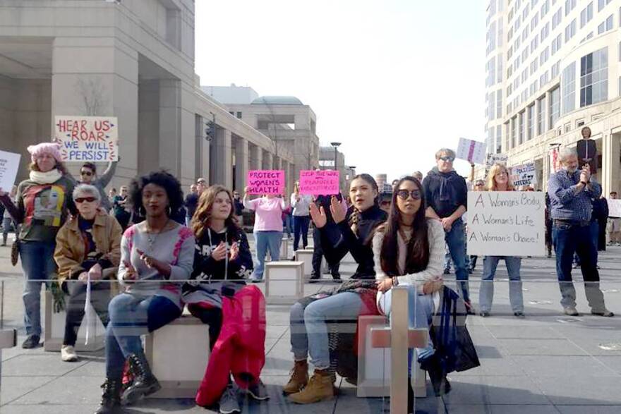 Supporters of Planned Parenthood gather at a rally on Feb. 11, 2017.