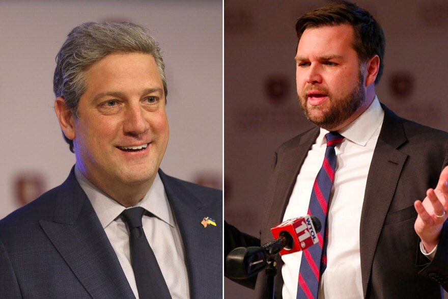 Democrat Tim Ryan (left) and Republican J.D. Vance (right) will meet on the November ballot for Ohio's U.S. Senate race.