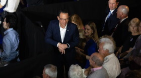 Gov. Josh Shapiro speaks to the audience at a Biden event in Scranton in April.