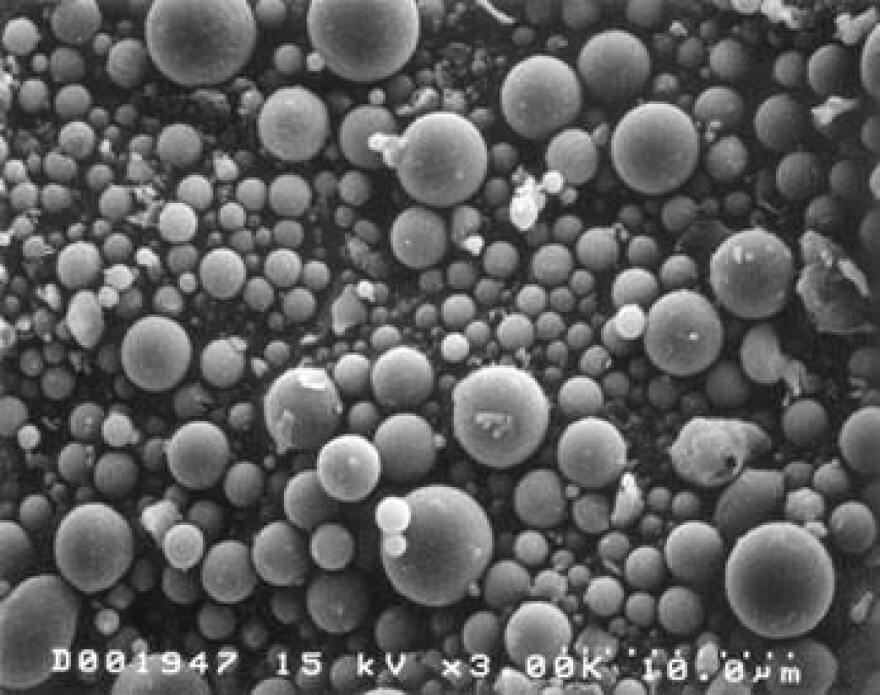 Photomicrograph made with a Scanning Electron Microscope (SEM): Fly ash (coal ash) particles at 2,000 x magnification