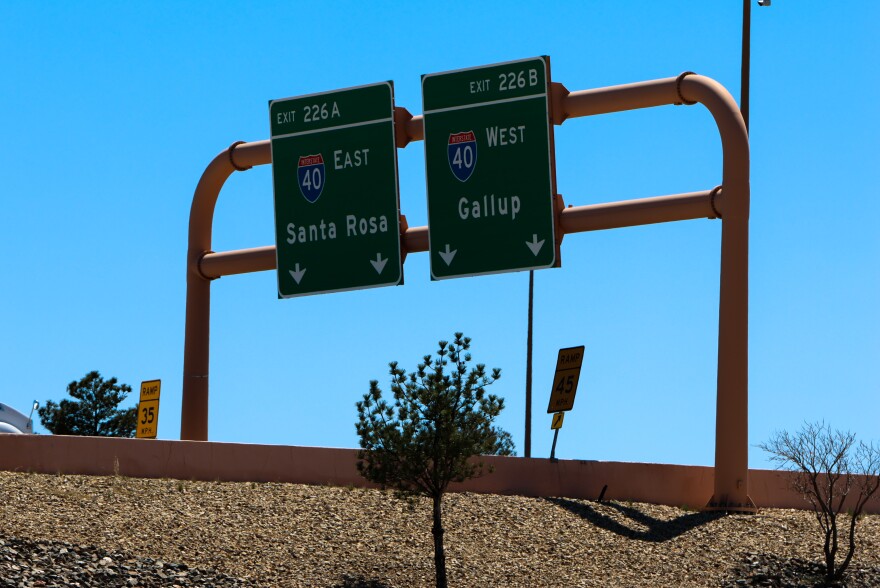 Freeway signs located near the Menaul property, site of a future state public safety center