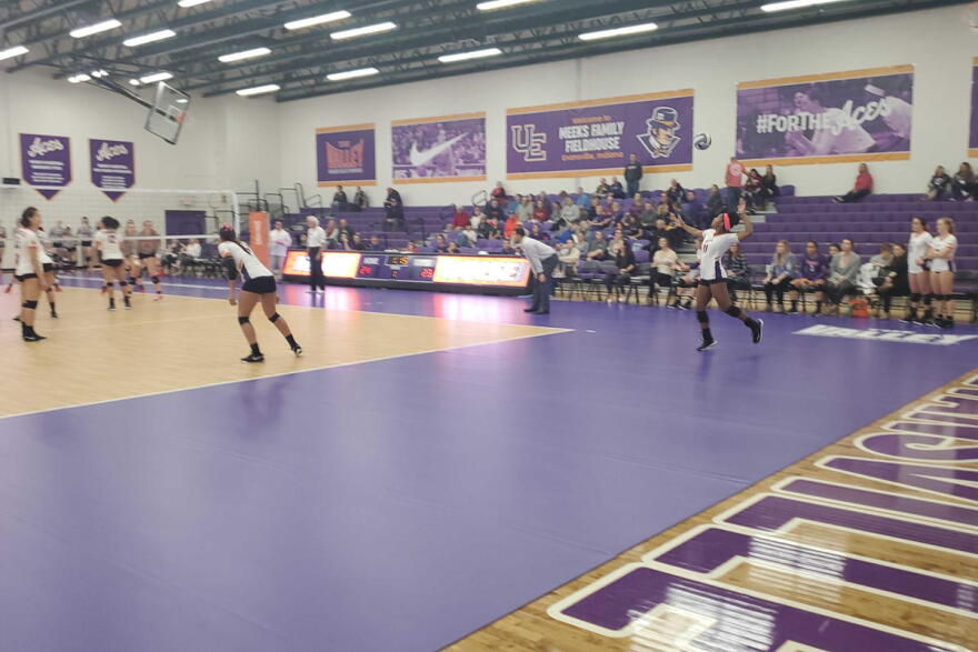 University of Evansville women's volleyball team plays against conference opponent Bradley University.