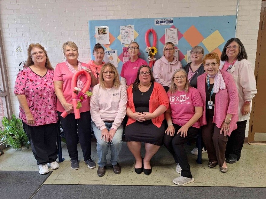 Henderson County Health Department office staff participating in Wear Pink for Breast Cancer Awareness.
