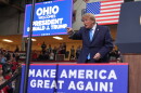 President Donald Trump departs after speaking during an event at Butler High School in Vandalia, Ohio, Saturday, Oct. 3, 2026.