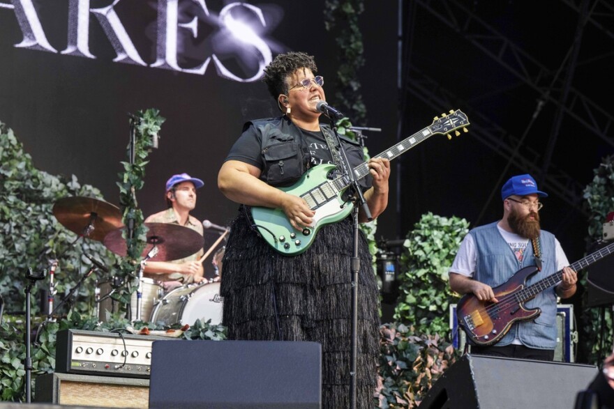 Brittany Howard, of Alabama Shakes, performs during the Shaky Knees Music Festival on Sunday, Sept. 21, 2025, at Piedmont Park in Atlanta. (Photo by Paul R. Giunta/Invision/AP)