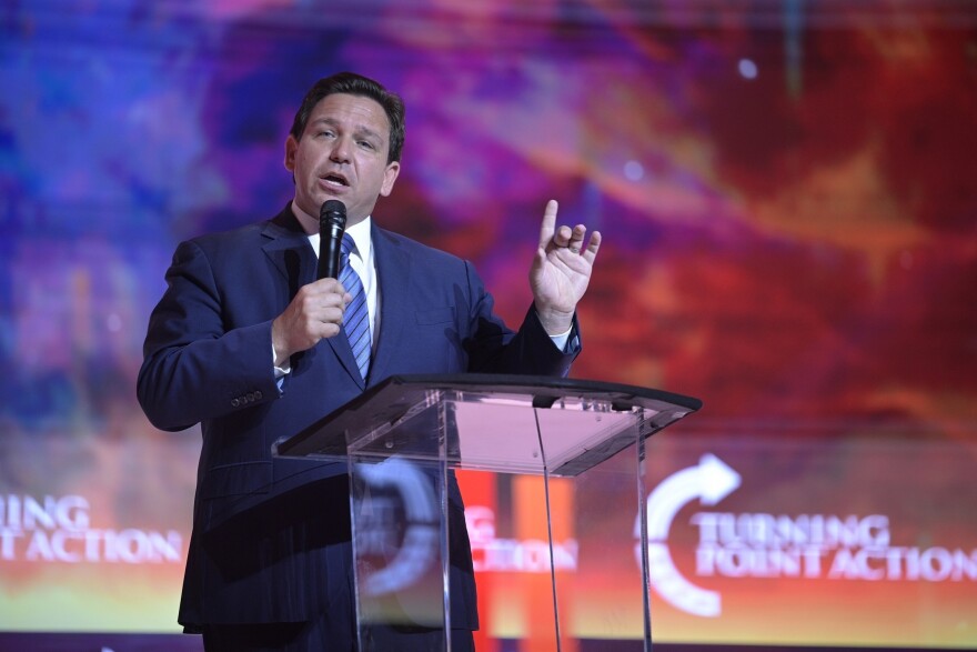 Florida Gov. Ron DeSantis addresses attendees during the Turning Point USA Student Action Summit on July 22, 2022, in Tampa.