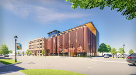 A rendering of the newly-proposed, 30,000-square-foot facility for the Negro Leagues Baseball Museum in the Historic 18th and Vine district.