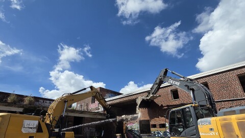 Crews begin demolishing the former Lindy Boggs Medical Center on August 11, 2026.