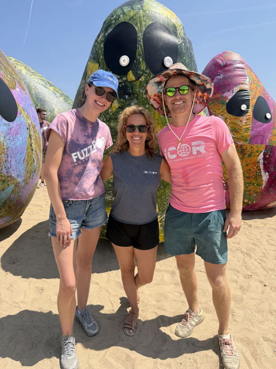 (From L to R) UW-Milwaukee architecture student & FuzzPop intern Quinn Fister, Joy Engine executive director Steph Salvia & FuzzPop Workshop founder Daniel Murray.