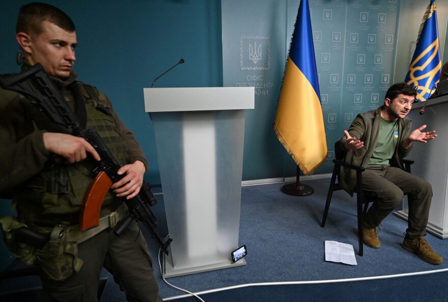 Ukrainian president 'reached through' screen in call for help ...