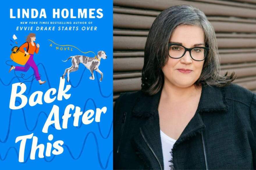 The cover of "Back After This" and author Linda Holmes. (Courtesy of Ballantine Books and Cassidy DuHon)