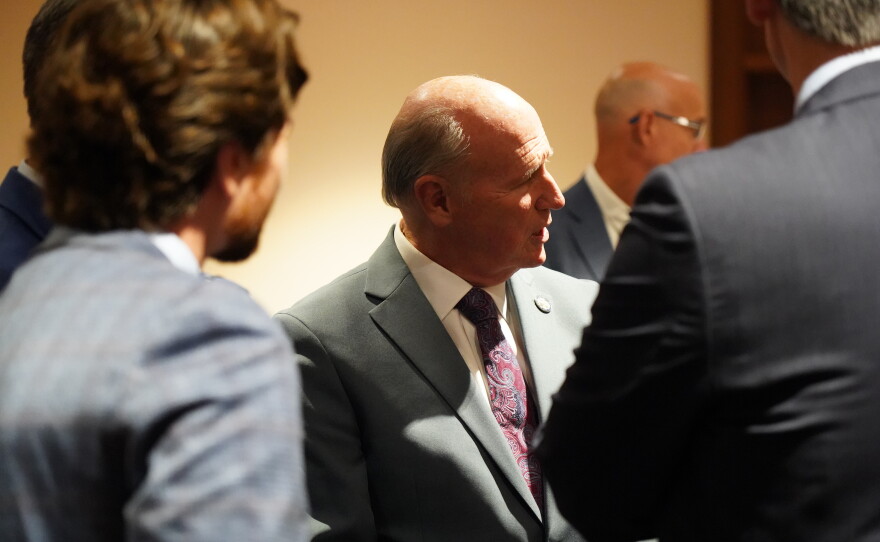 Former Spartanburg Republican Sen. Roger Nutt received the Order of the Palmetto from Gov. Henry McMaster on Tuesday, Sept. 8, 2026, at the Spartanburg County Courthouse.