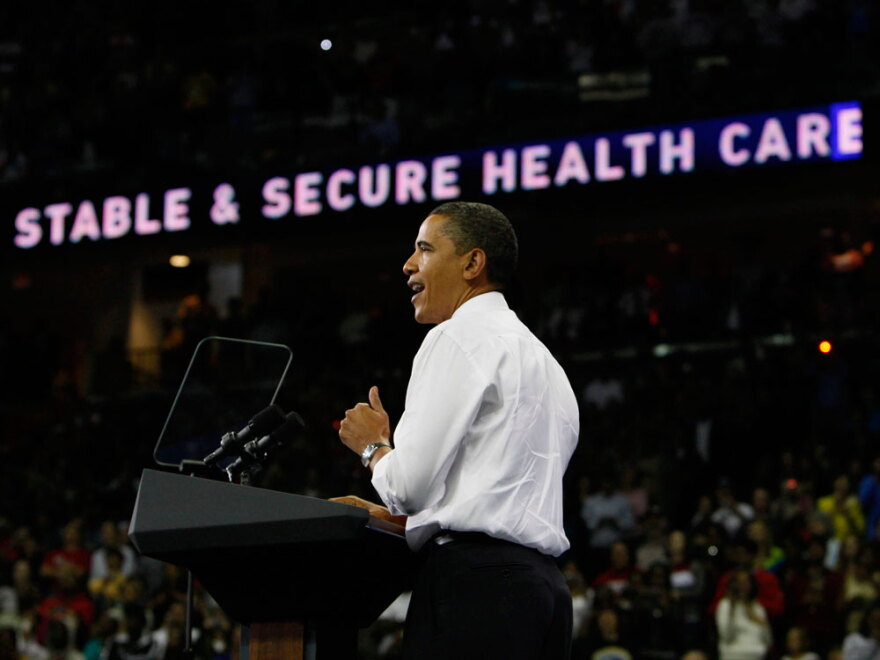 President Obama speaks at a health care rally Thursday at the Comcast Center at the University of Maryland in College Park, Md.