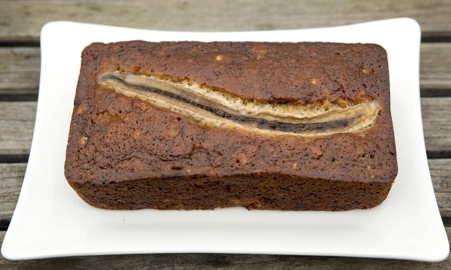 Chef Kathy Gunst's banana-ginger bread. (Robin Lubbock/WBUR)