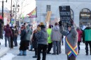 Protesters gathered in front of the New Hampshire State House to protest the one year anniversary of the second Trump administration, Jan. 20, 2026.