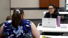 Johanna Medina, community health nurse for the Springfield-Greene County Health Department's Family Connects, leads a support group meeting in Springfield, Mo. in March 2026.