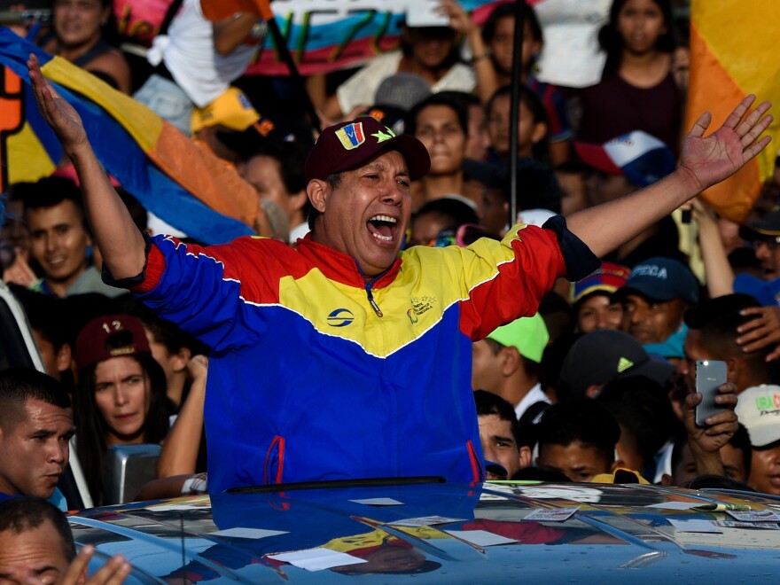 Venezuelan opposition presidential candidate Henri Falcón at the closing rally of his campaign ahead of the Sunday's election, in Barquisimeto, Lara state, Venezuela on Thursday.