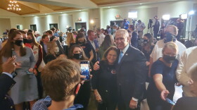 Thom Tillis declared victory Tuesday night at a party in Mooresville.