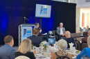 Governor Mike Braun being interviewed at a IBJ panel