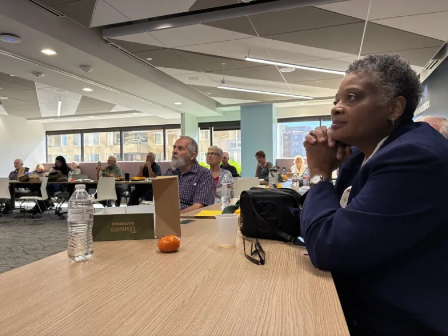 Vita Lantz-Brown, who has served as a poll monitor for over 20 years, attended a volunteer poll monitor training organized by Just Vote Colorado in Denver on Oct. 9, 2026. The volunteers were told to report any immigration officers at voting places.