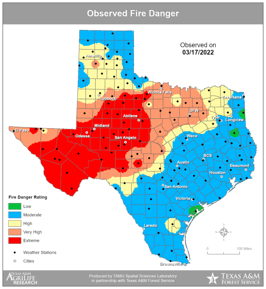 Texas Fire Danger Map