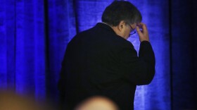 Attorney General William Barr leaves after a speech to an International Association of Chiefs of Police symposium in February in Miami.
