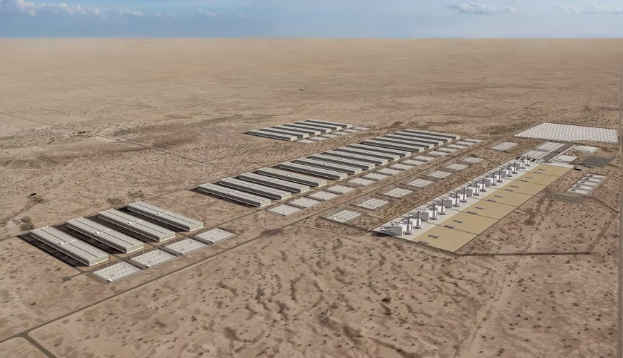 A rendering of the GW Ranch, a natural gas plant and data center campus being developed in Pecos County.