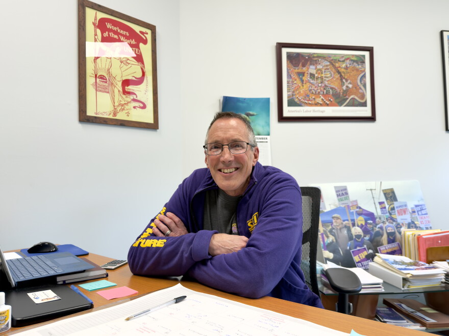 1199SEIU Upstate Division Executive Vice President Todd Hobler in his Buffalo, New York office on Monday, September 21, 2026.