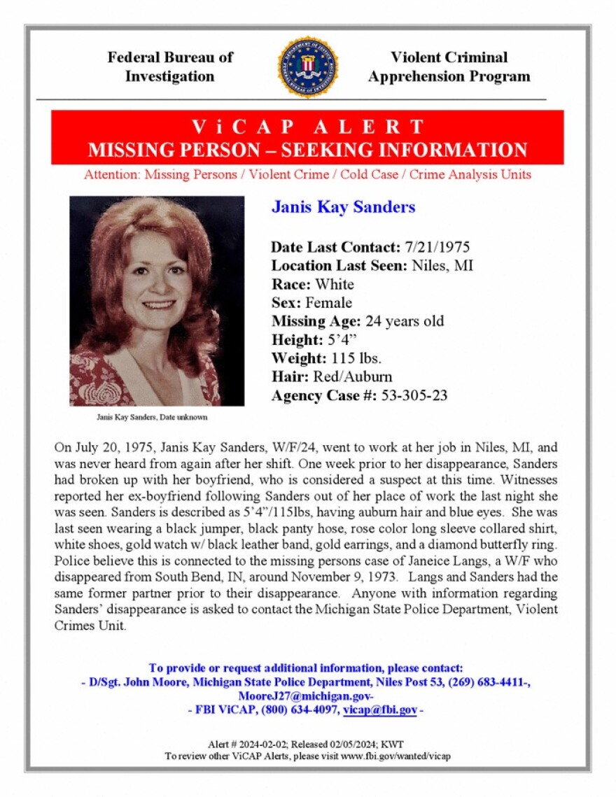Poster with photo of nd information about Sanders