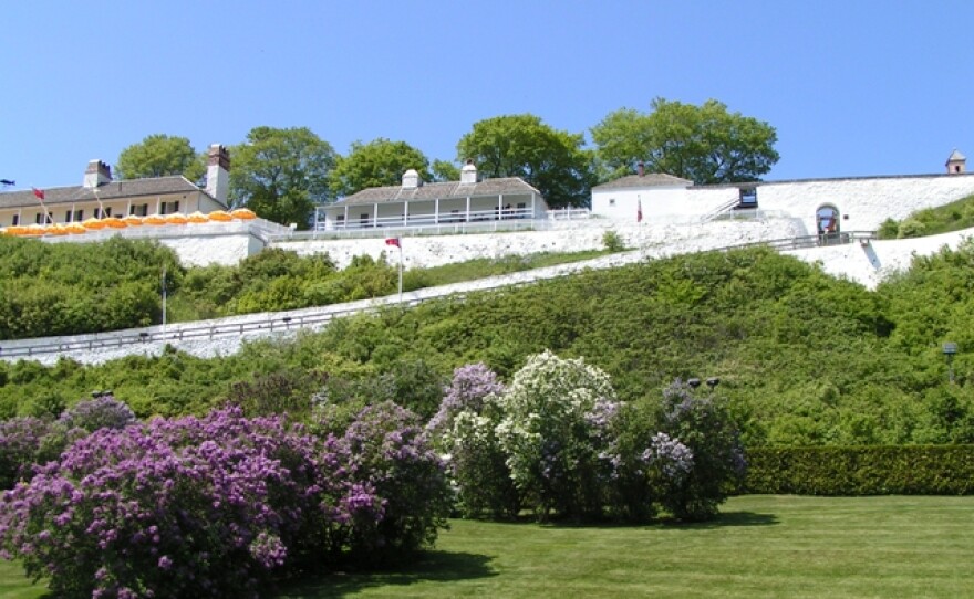 Fort Mackinac on hill