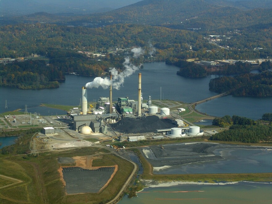 A Duke Energy power plant and coal ash ponds outside Asheville.