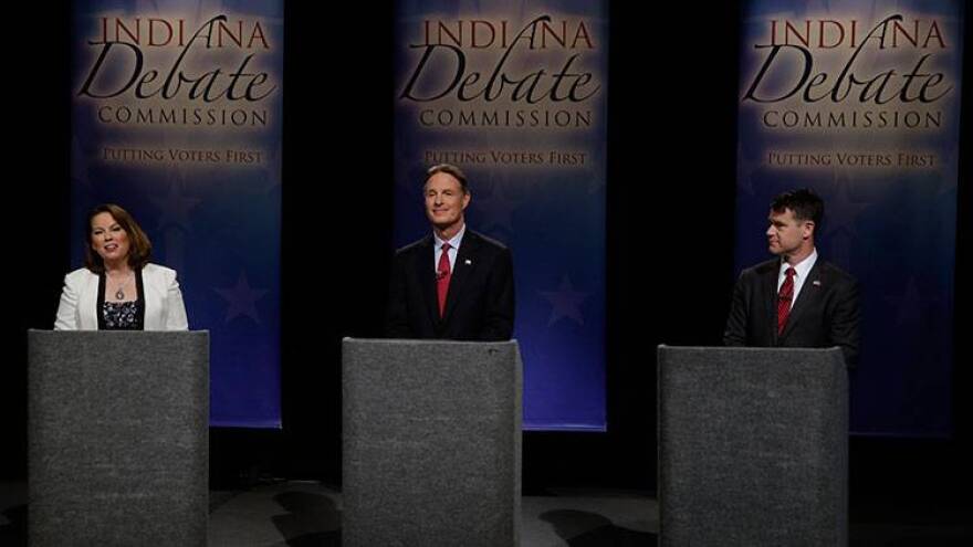 Libertarian Lucy Brenton, Democrat Evan Bayh and Republican Todd Young met in the WFYI studio Tuesday, Oct. 18 for their only scheduled debate for Indiana's open U.S. Senate seat.