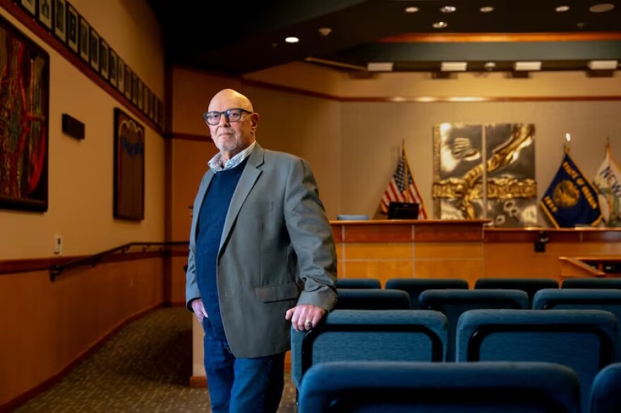 Newport Mayor Jan Kaplan at Newport City Hall on Nov. 17, 2025, in Newport, Ore. More than 800 people showed up to the city council meeting last week, most of whom expressed their opposition to an Immigration and Customs Enforcement facility possibly coming to Newport.
