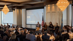 Justice system leaders speak at public safety forum. 