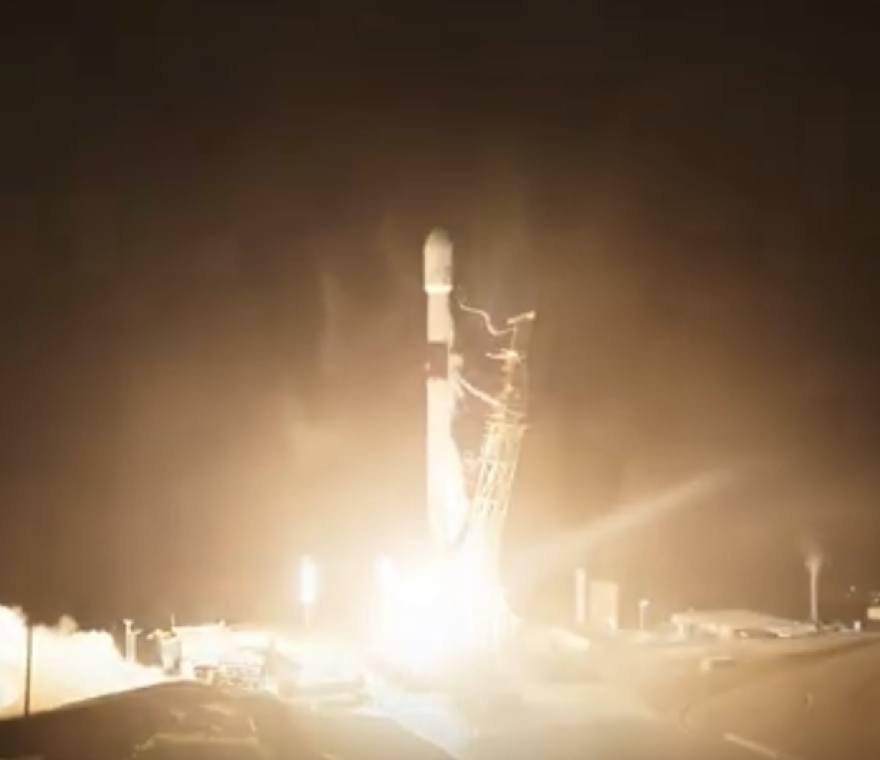 A SpaceX Falcon 9 rocket lifts off from Vandenberg Space Force Base Friday night.