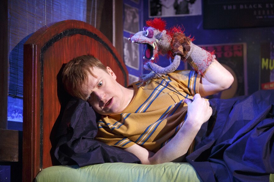 Jason (Steven Boyer) has created a sock puppet that seems to have a life of its own in Robert Askins' <em>Hand to God.</em>