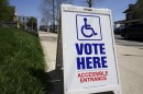A voting location sign is displayed outside Christ Lutheran Church in Allentown, Lehigh County, Pennsylvania.
