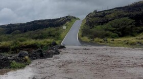 A photo provided by Maui County shows flooding from days of downpours in Hāna, Hawaiʻi, on Friday, March 13, 2026.