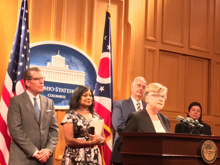 Pam Prisbylla surrounded by the bill's backers [Jo Ingles]