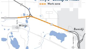  Map showing work zone on Hwy 2