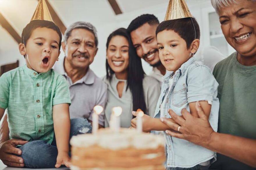 A family celebrating a birthday