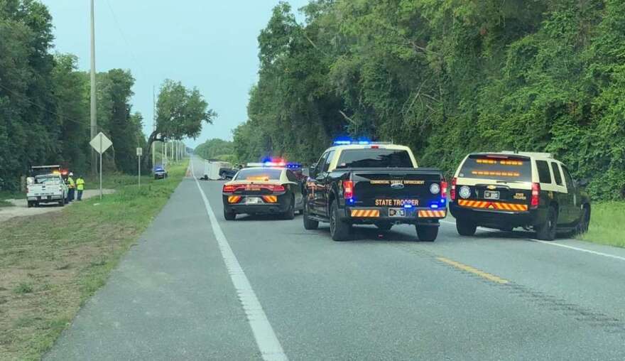 Florida Highway Patrol troopers say three people were killed when a pickup crossed the centerline on State Road 200 in Marion County. Photo: MCSO